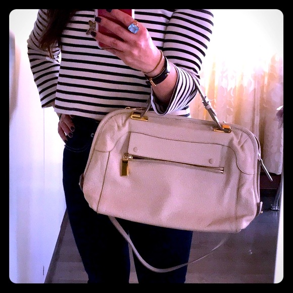 Chloe Handbags - Chloe cream pebbled leather two way bag with gold hardware